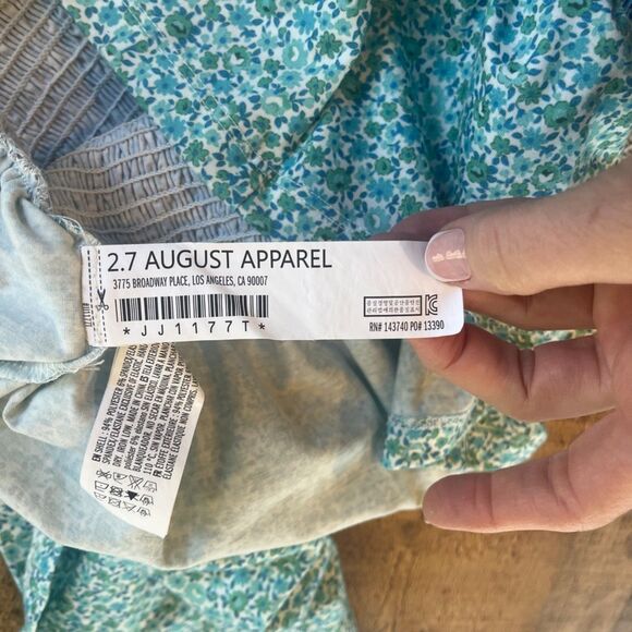 Free The Roses Smocked Floral Blouse Flounce Small Green Purple - Picture 8 of 10